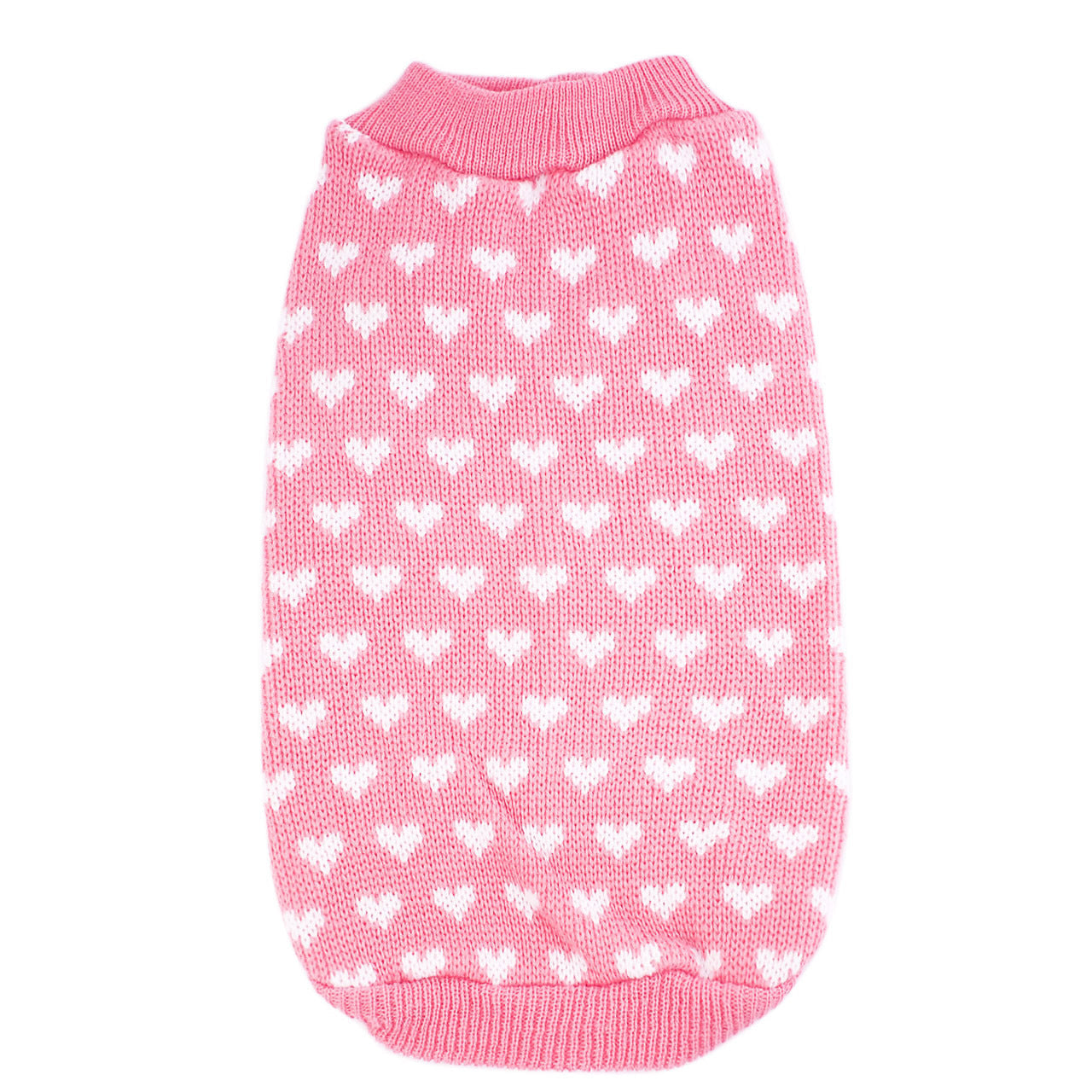 Pink Heart Knit Dog Sweater