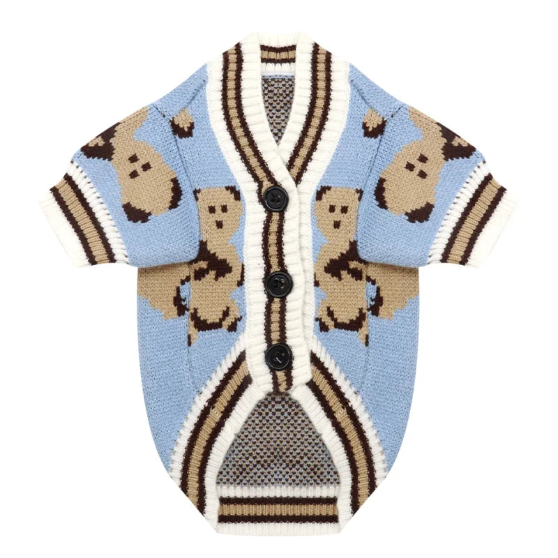 Vintage Bear Button Dog Cardigan