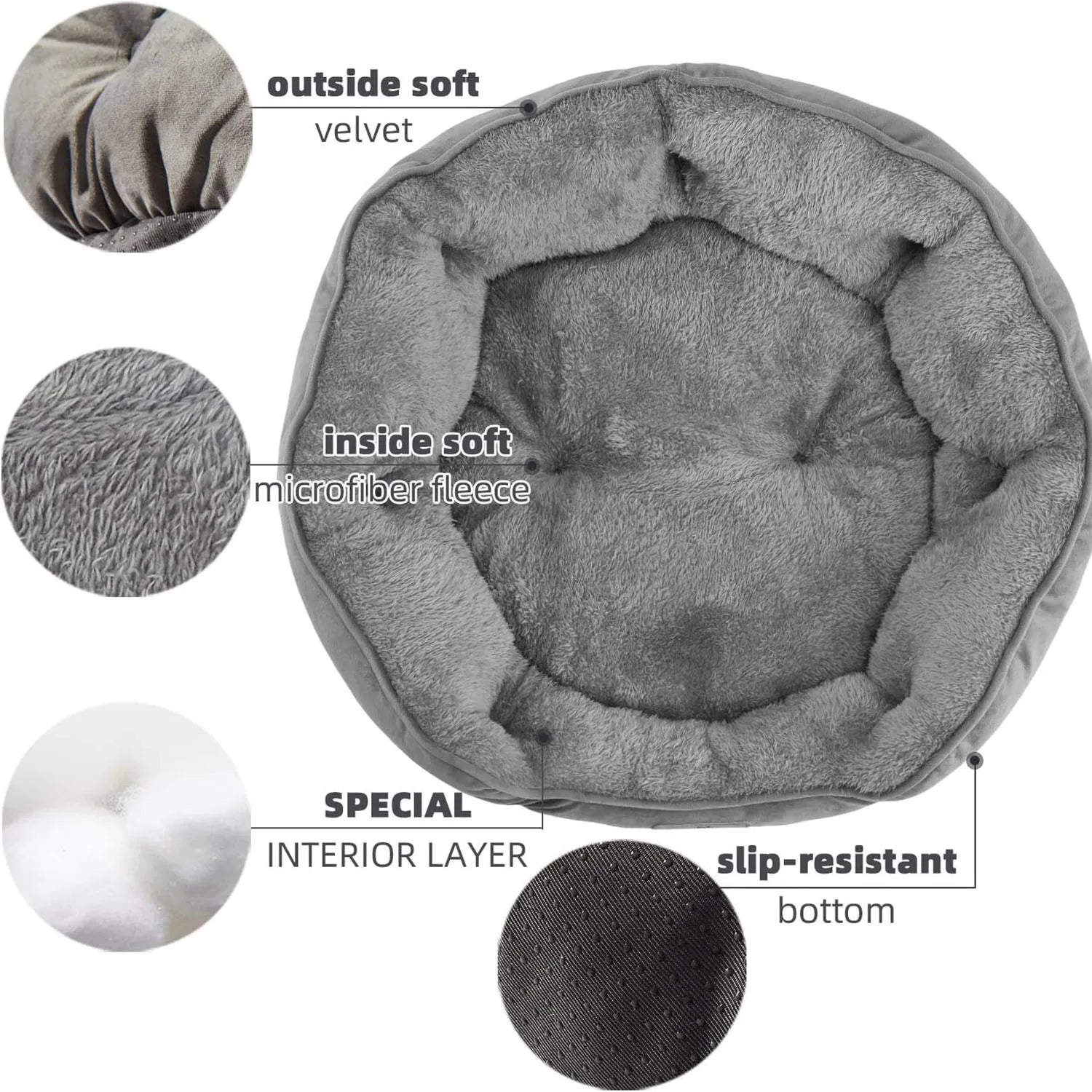 Sherpa Fleece Round Dog Bed