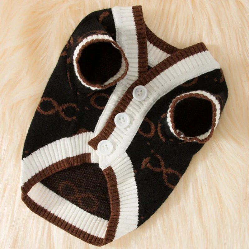 Vintage Bear Button Dog Cardigan