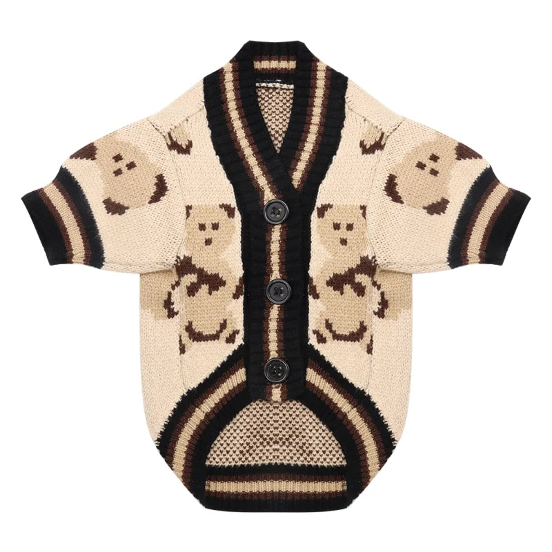Vintage Bear Button Dog Cardigan