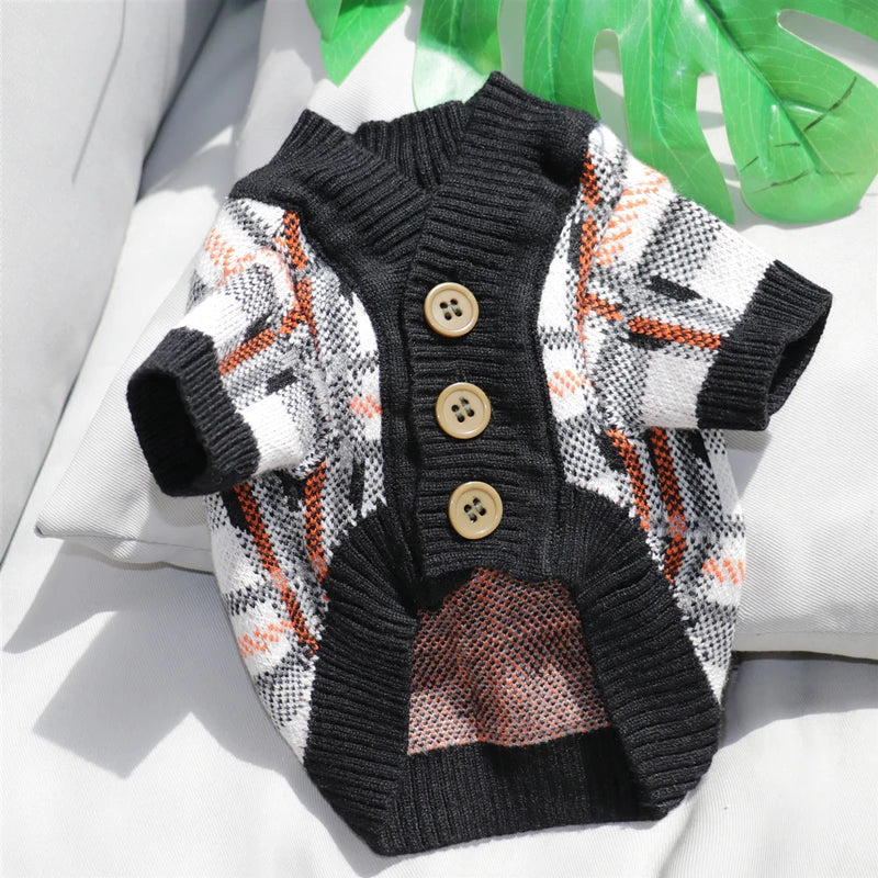 Vintage Bear Button Dog Cardigan